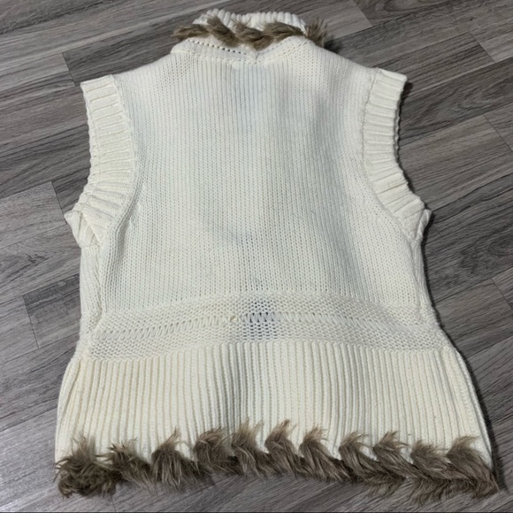 Caché Cream Brown Fur trim Vest; Small - Picture 6 of 7